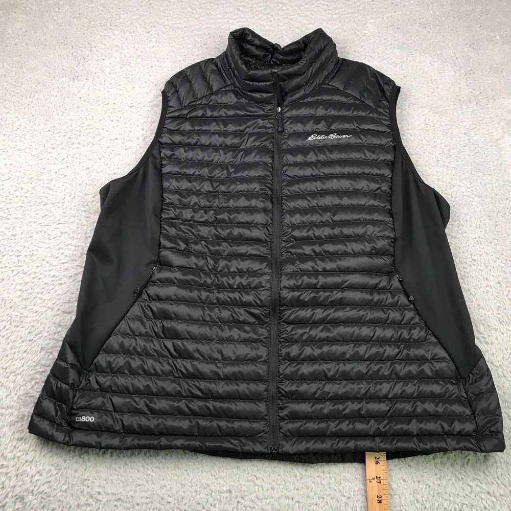Eddie Bauer First Ascent Vest Womens 2XL Black EB800 Goose Down Insulated Puffer